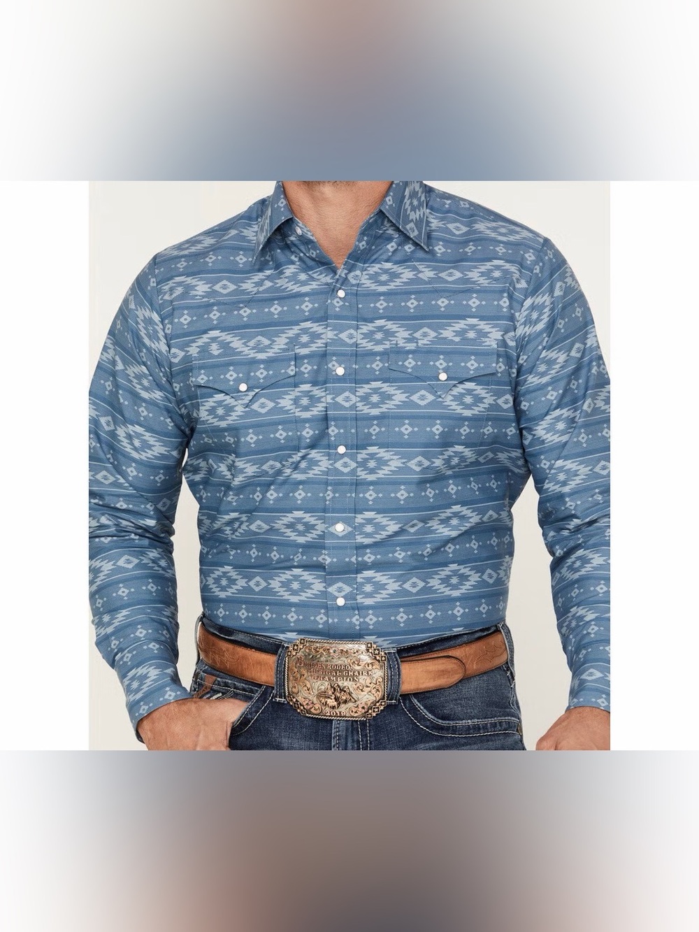 ELY Cattleman XXL MEN SOUTHWESTERN PRINT LONG SLEEVE PEARL SNAP Western Shirt 2x